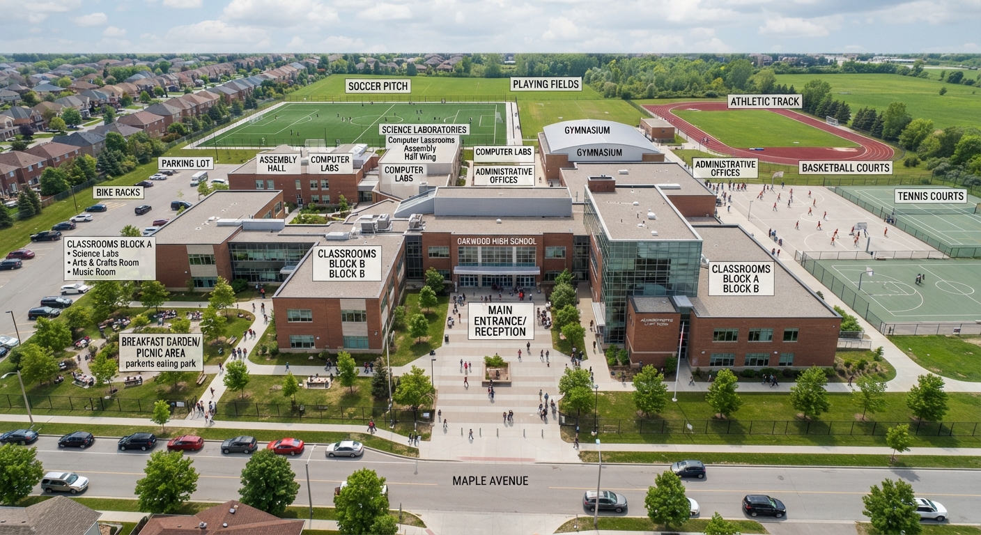 Aerial map of the school campus